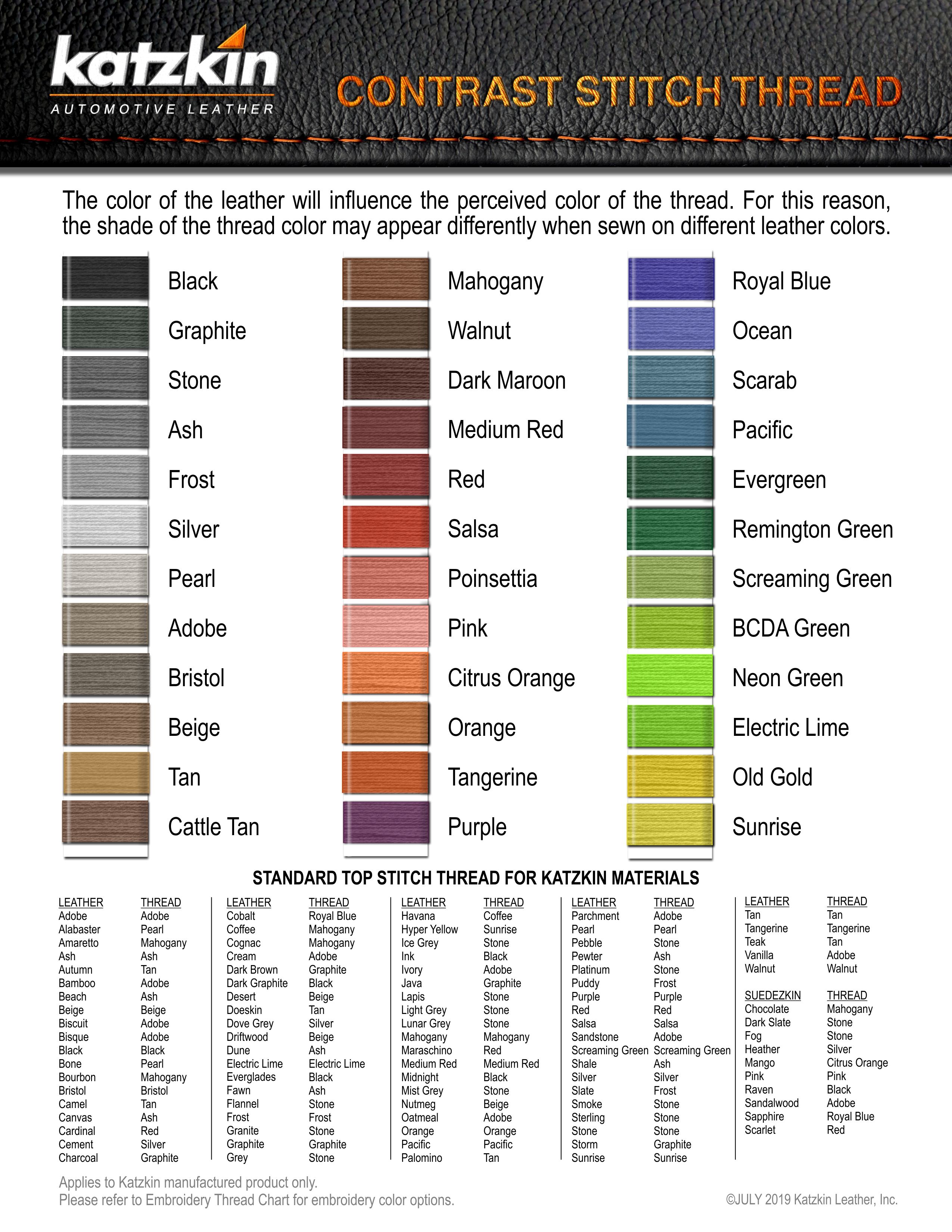 Katzkin Color Chart